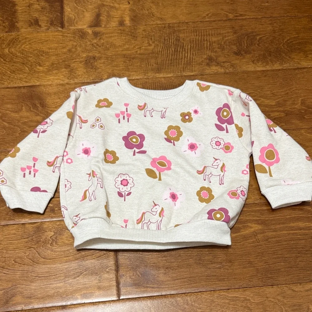 NWT Size 6M Garanimals Floral and unicorns Sweatshirt